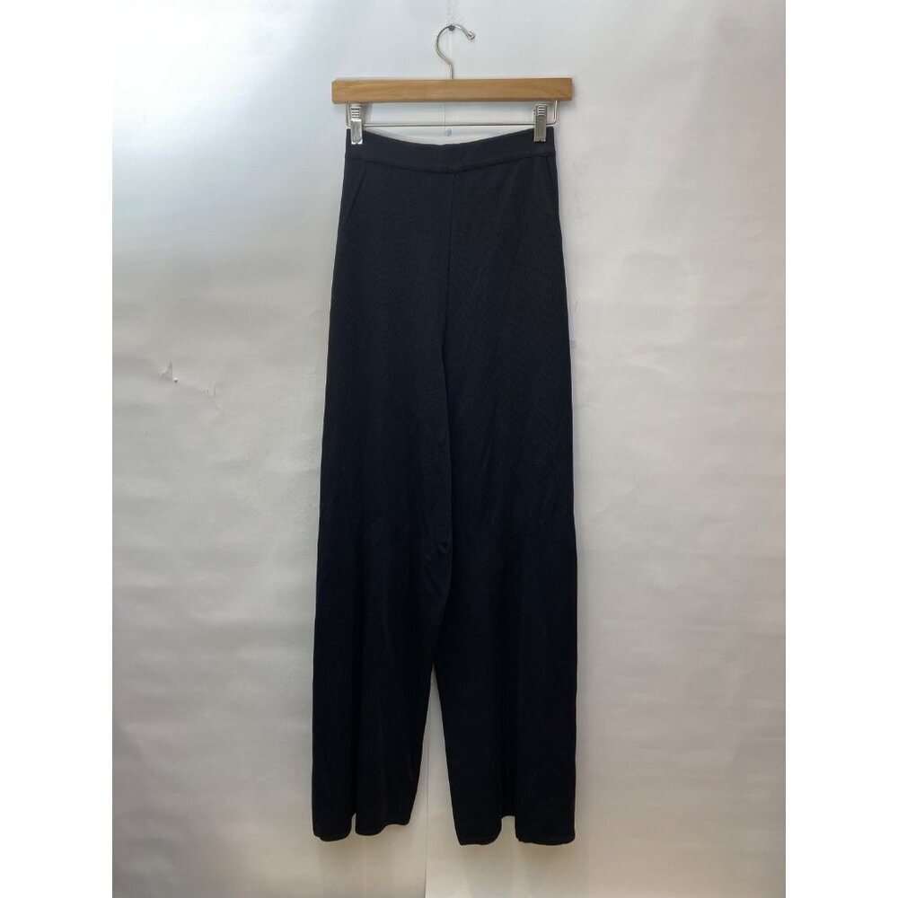 Herve Leger Paris Black Wide Leg Pants Elastic Waist Open Split Sides Size Large